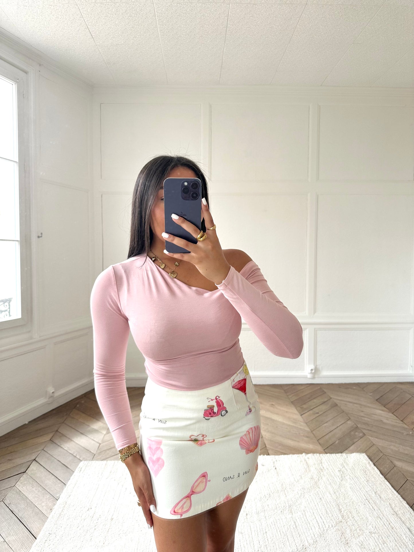 Top asymétrique - rose