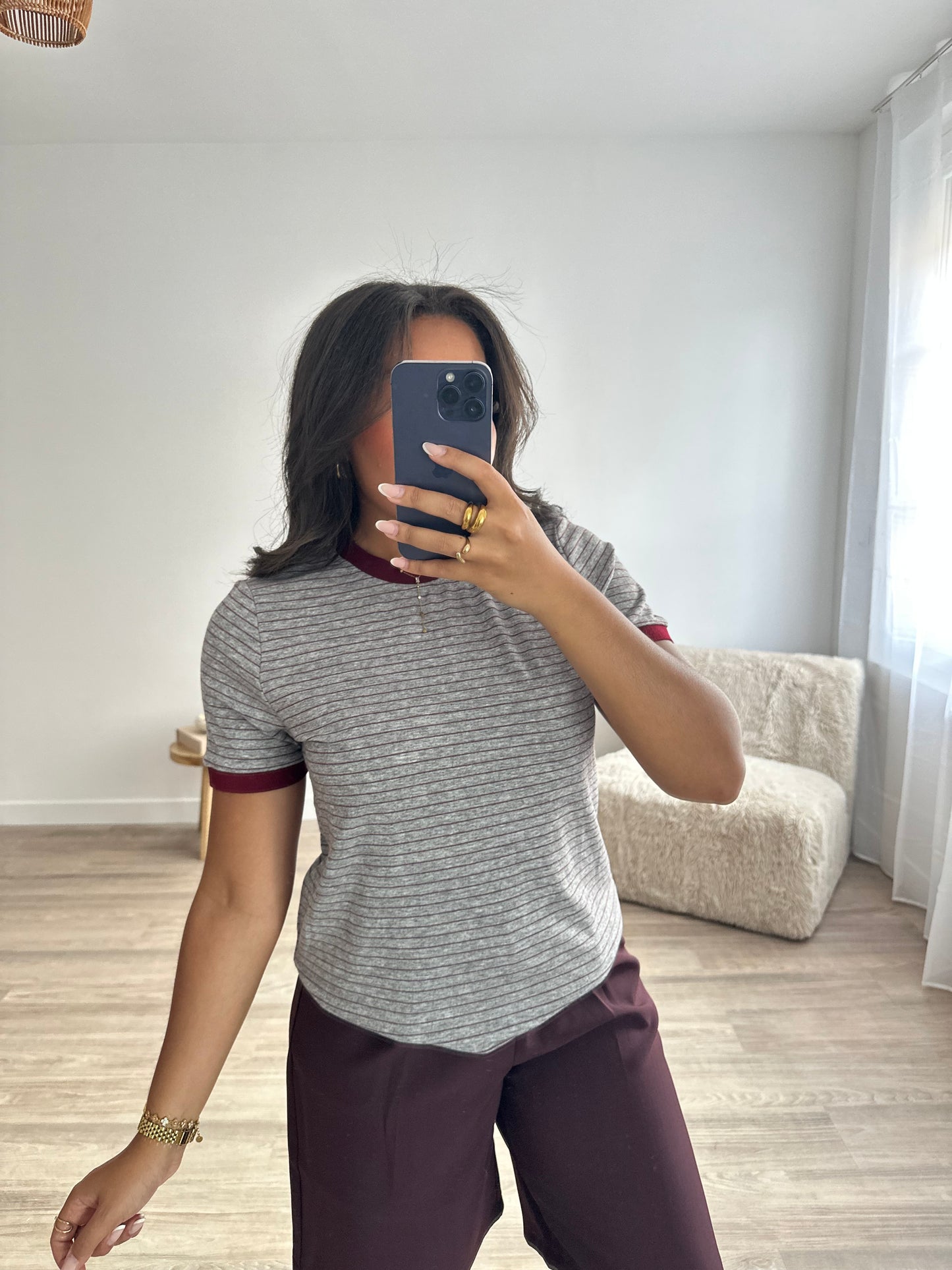 T-shirt rayé Ella - bordeaux