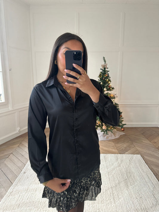 Chemise satinée noire
