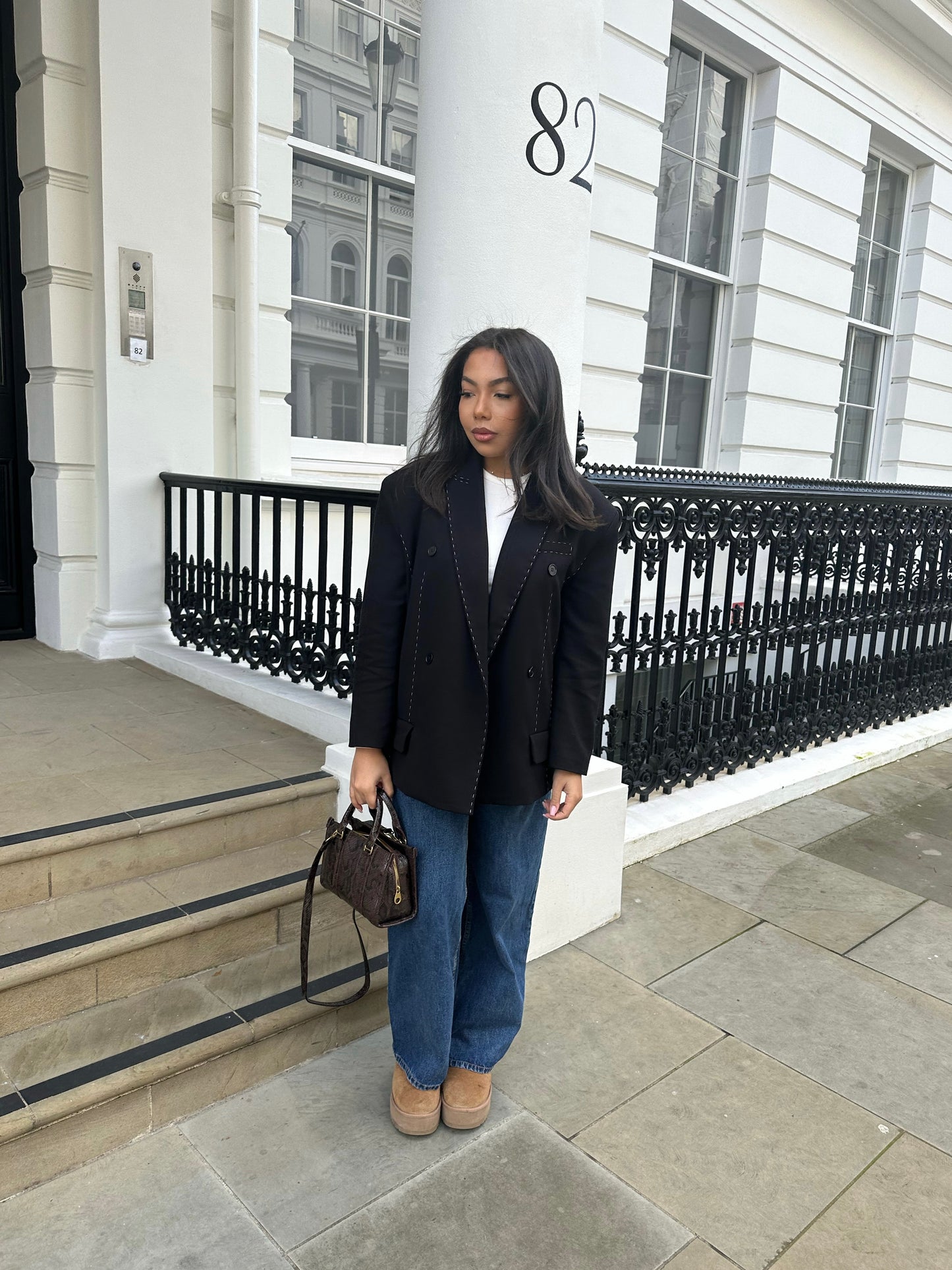 Blazer à surpiqûres Anne - noir