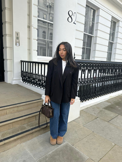 Blazer à surpiqûres Anne - noir