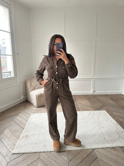 Combinaison en jean léopard