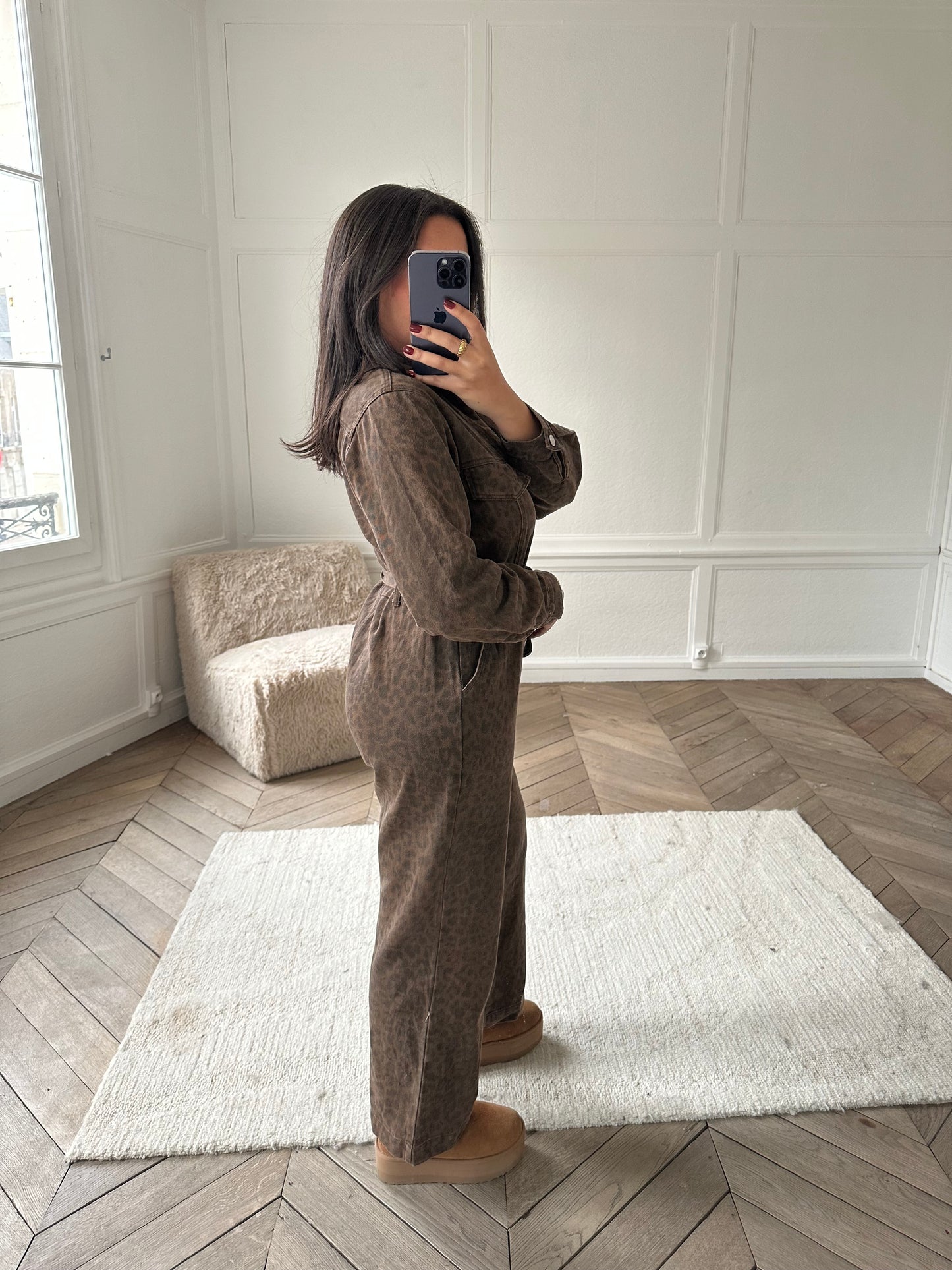 Combinaison en jean léopard