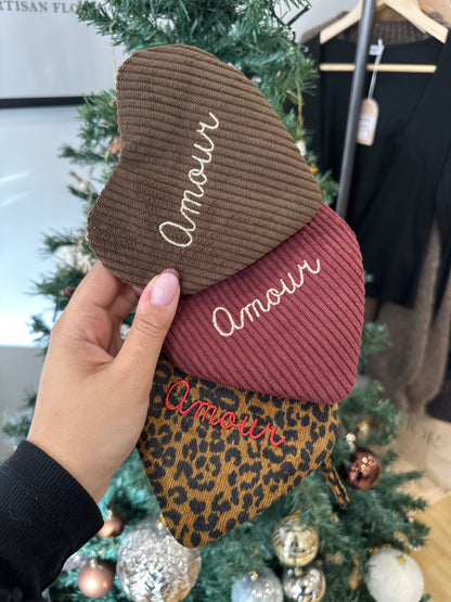 Pochette cœur velours - amour