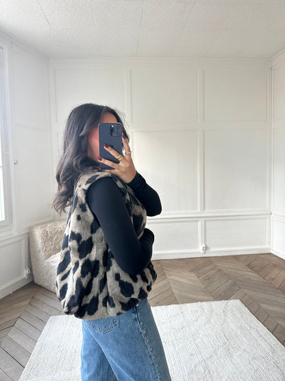 Veste sans manches léopard
