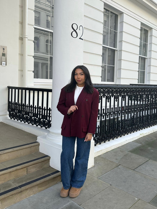 Blazer à surpiqûres Anne - bordeaux