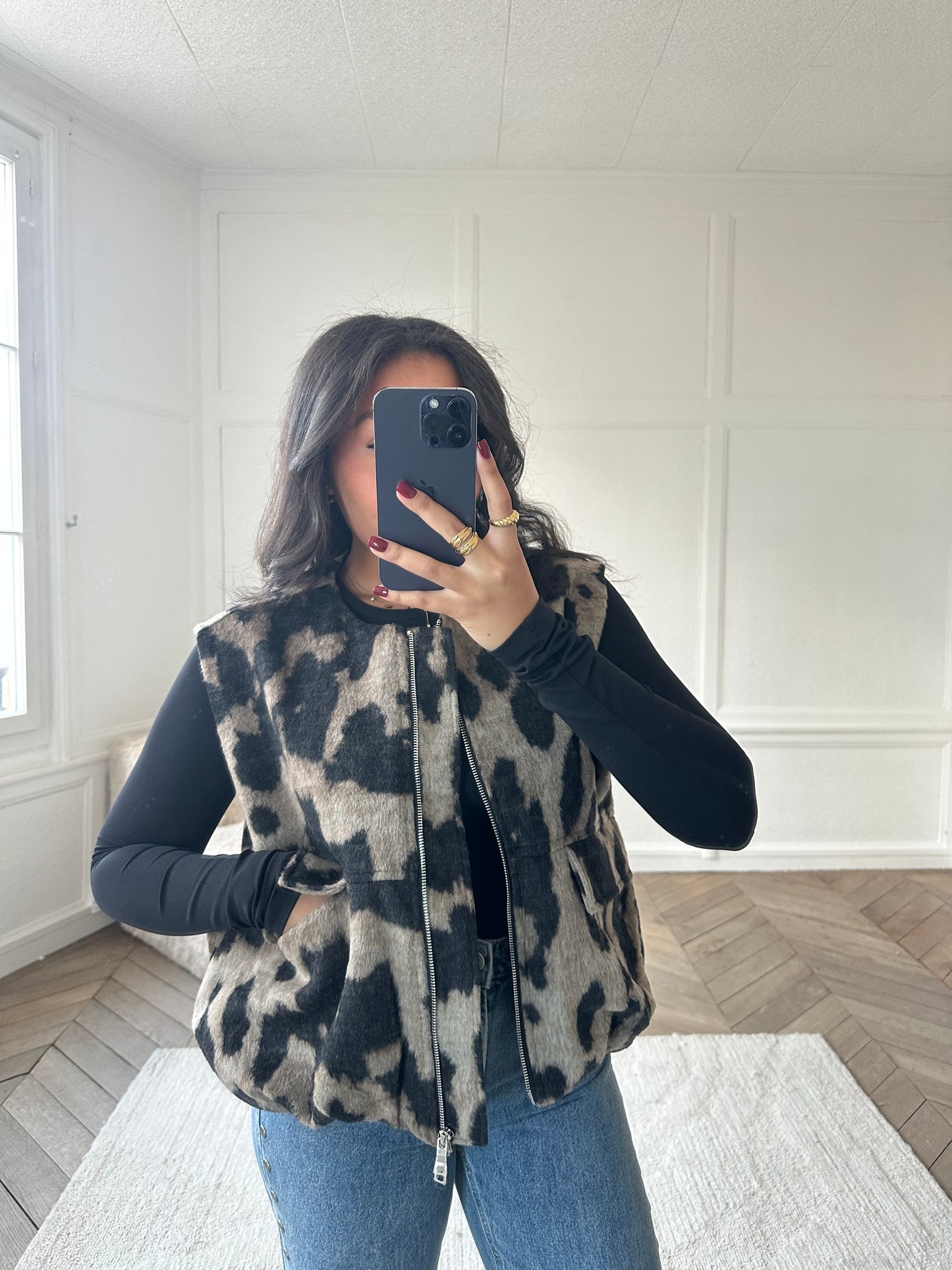 Veste sans manches léopard