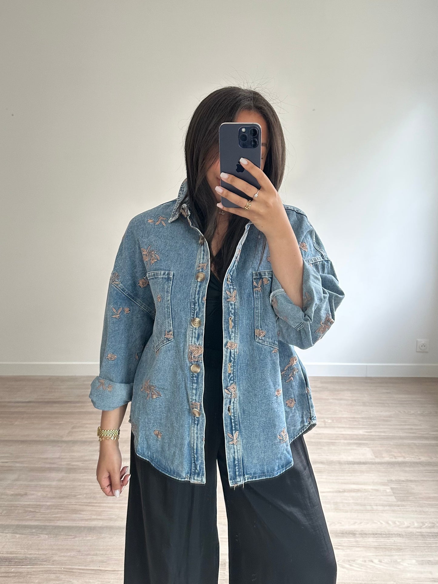 Veste broderies - jean