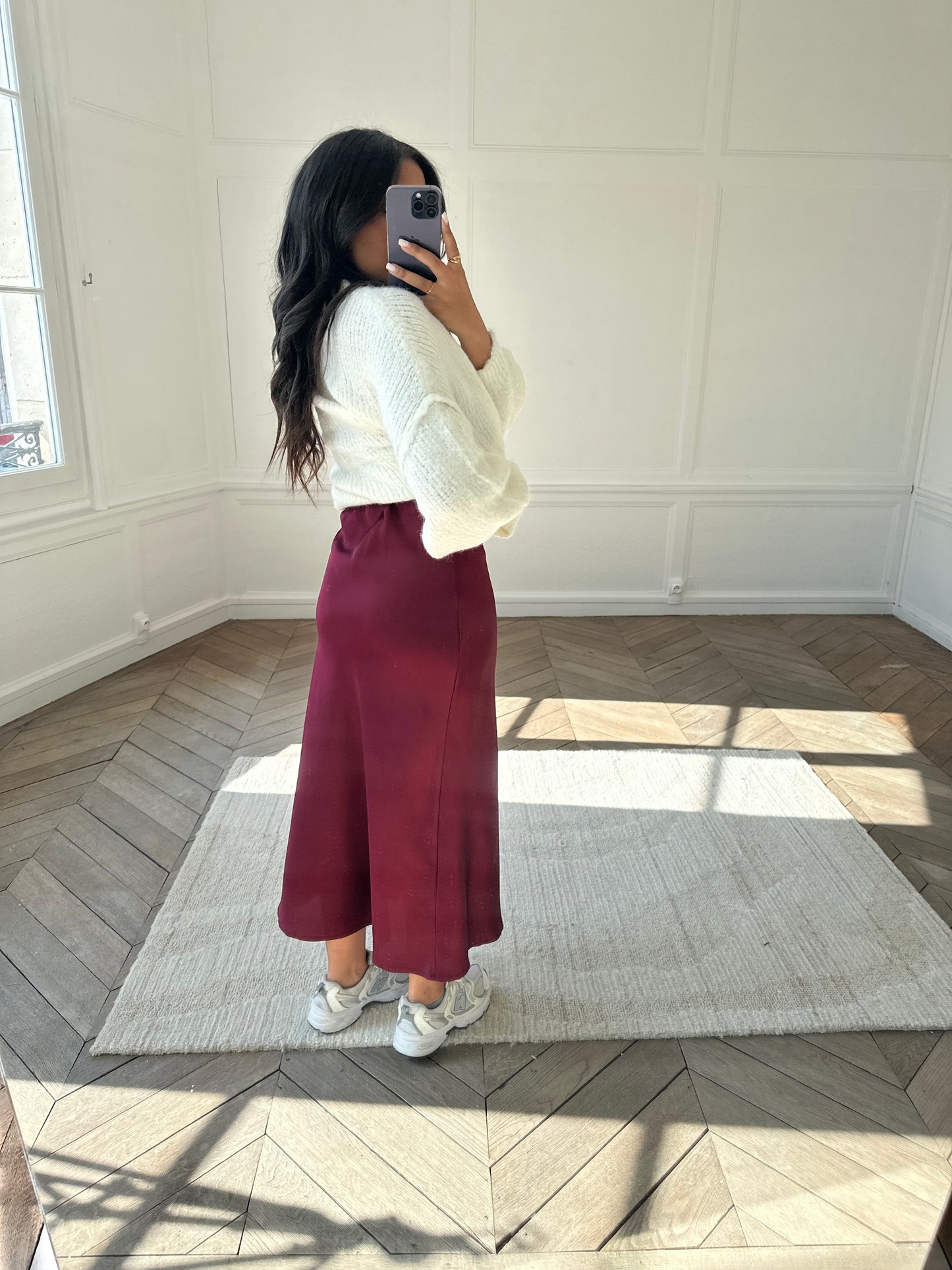 Jupe satinée Koëlie - bordeaux
