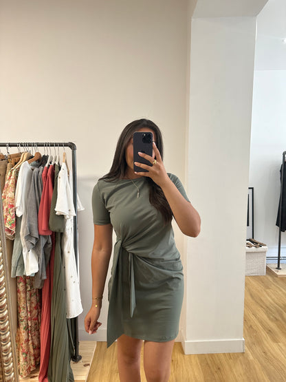Robe t-shirt à nouer - kaki