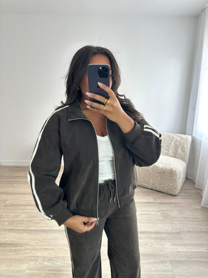 Veste effet croco à bandes