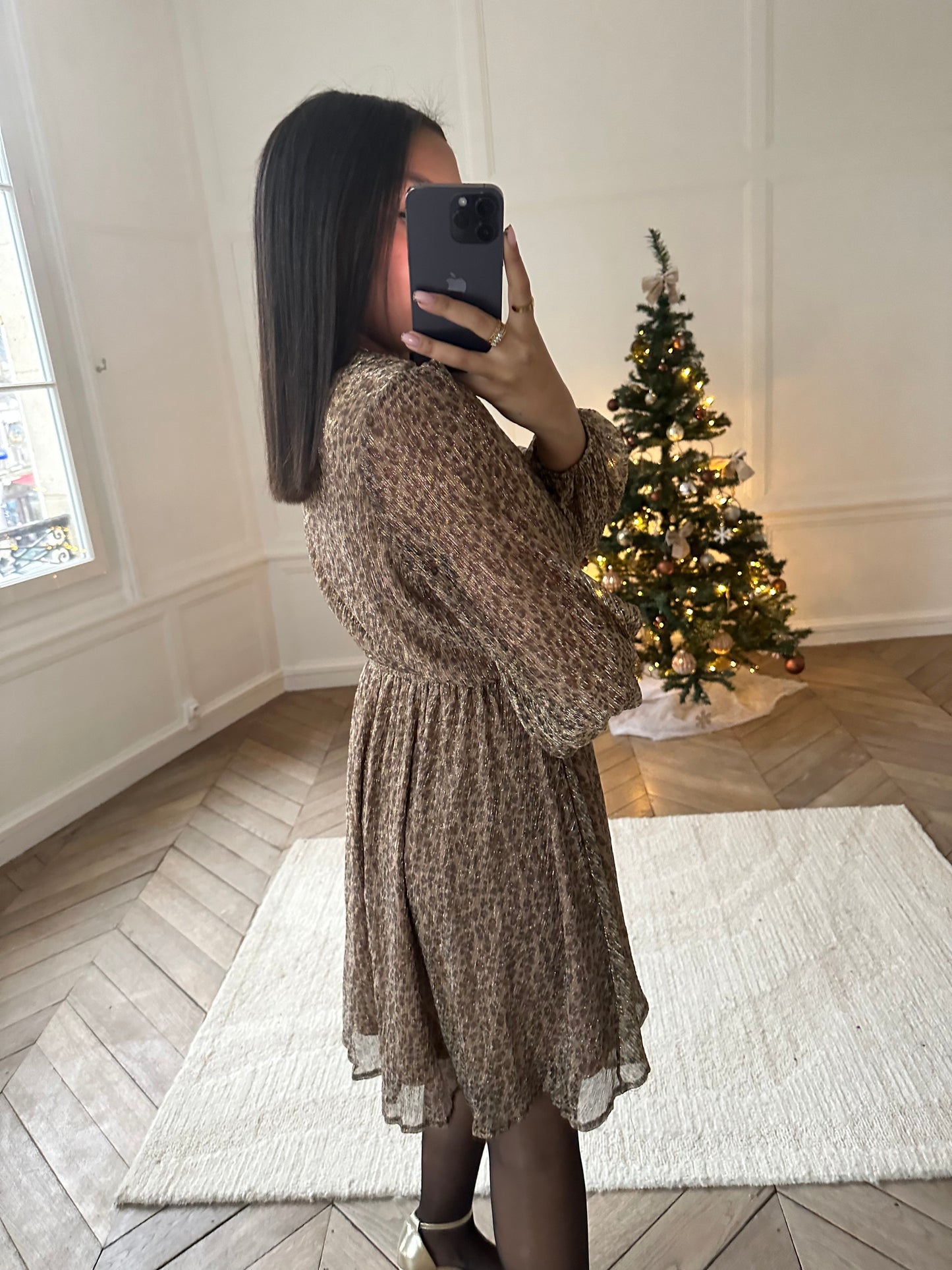 Robe cache-coeur léopard brillante