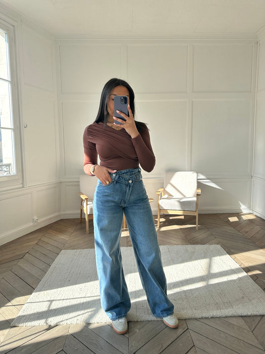 Jean fermeture asymétrique - denim clair