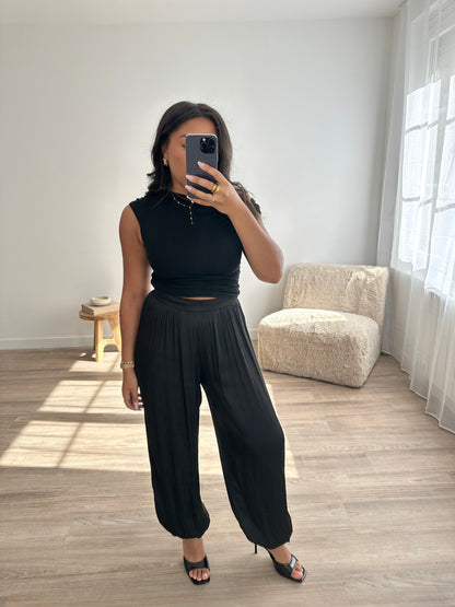 Pantalon bouffant satiné - noir