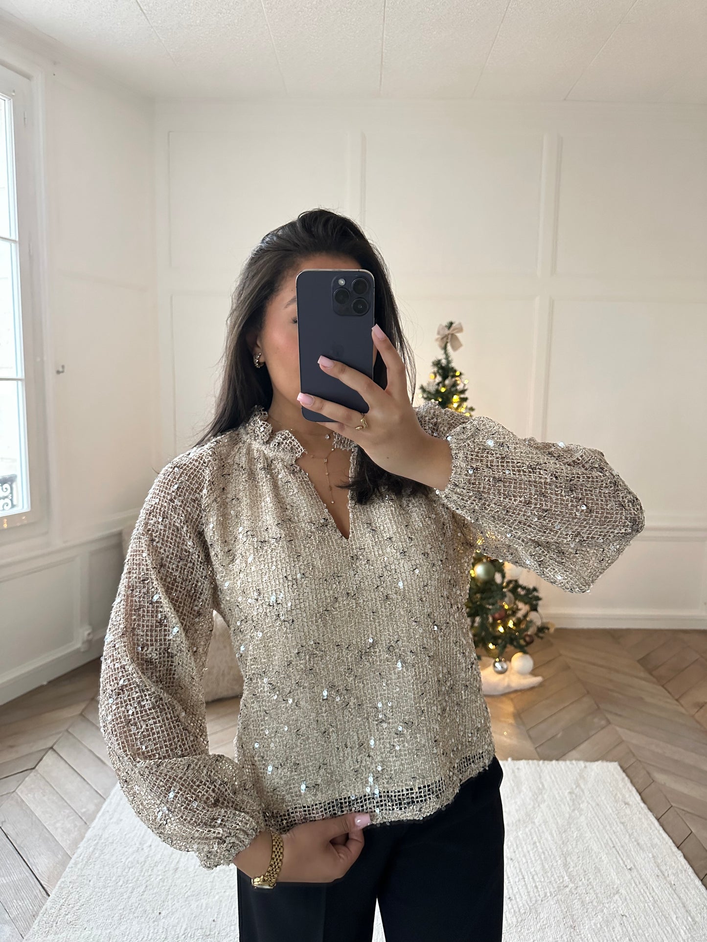 Blouse à sequins Ulysse - beige