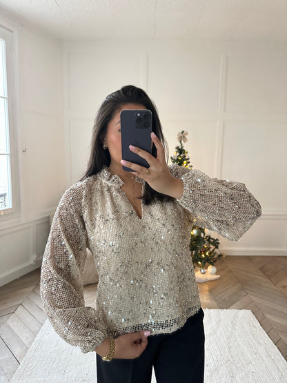 Blouse à sequins Ulysse - beige