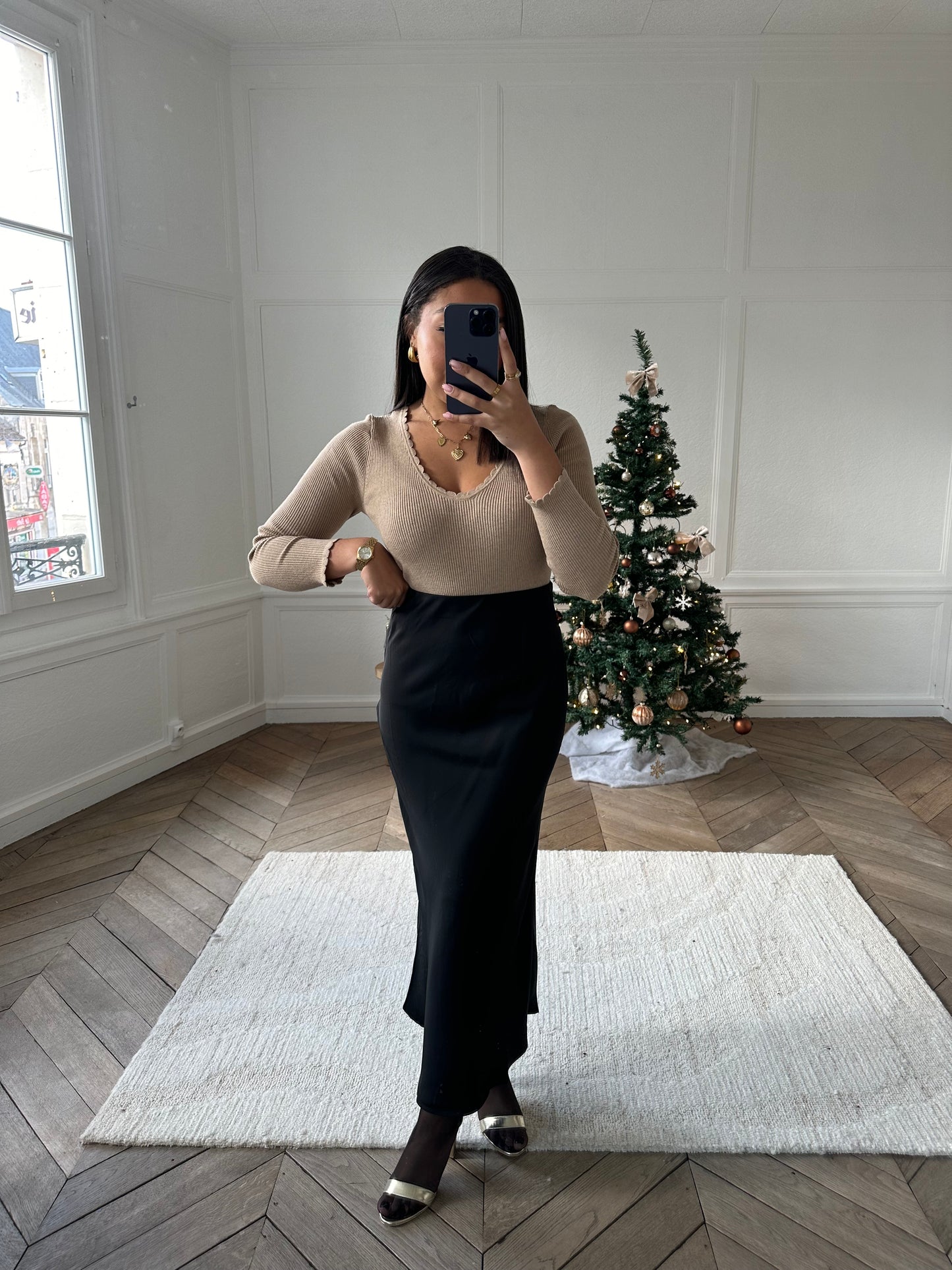 Jupe satinée noire