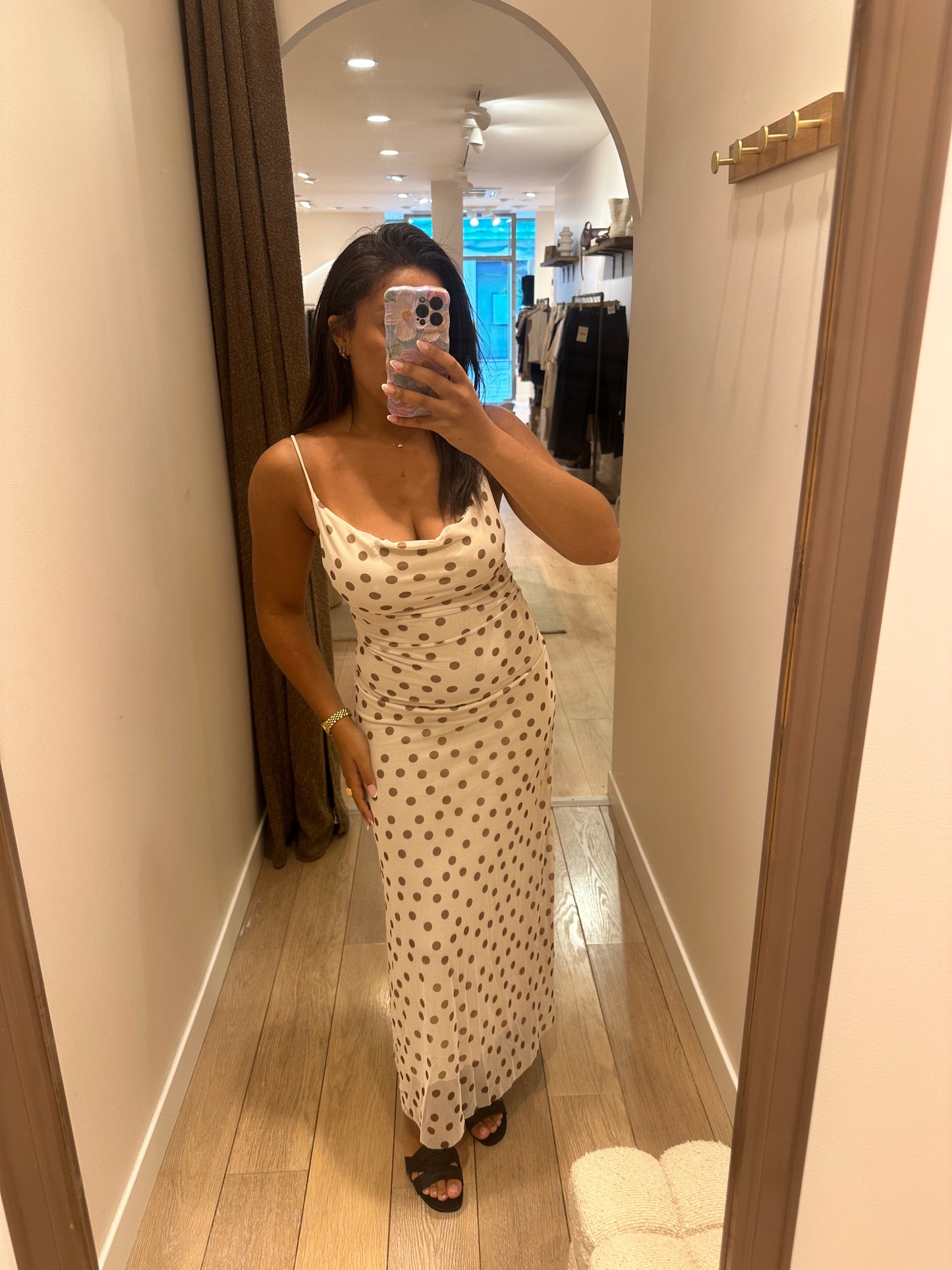 Robe à pois - beige