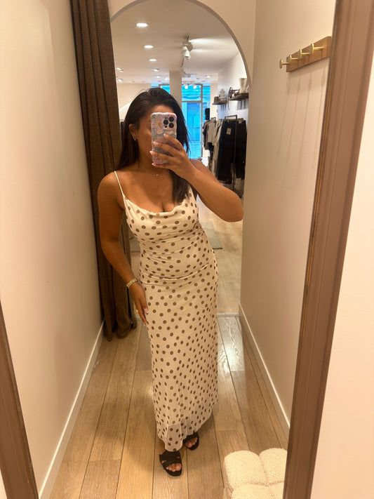 Robe à pois - beige