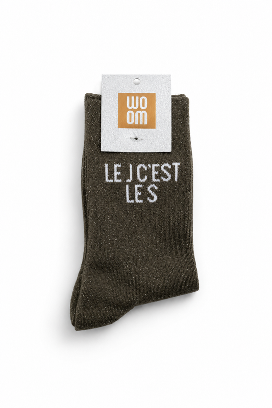Chaussettes à paillettes - le j c’est le s - kaki