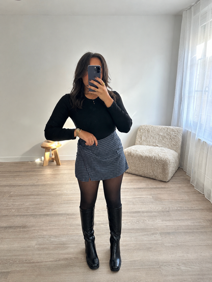 Jupe-short à carreaux navy