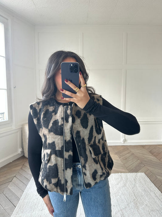 Veste sans manches léopard