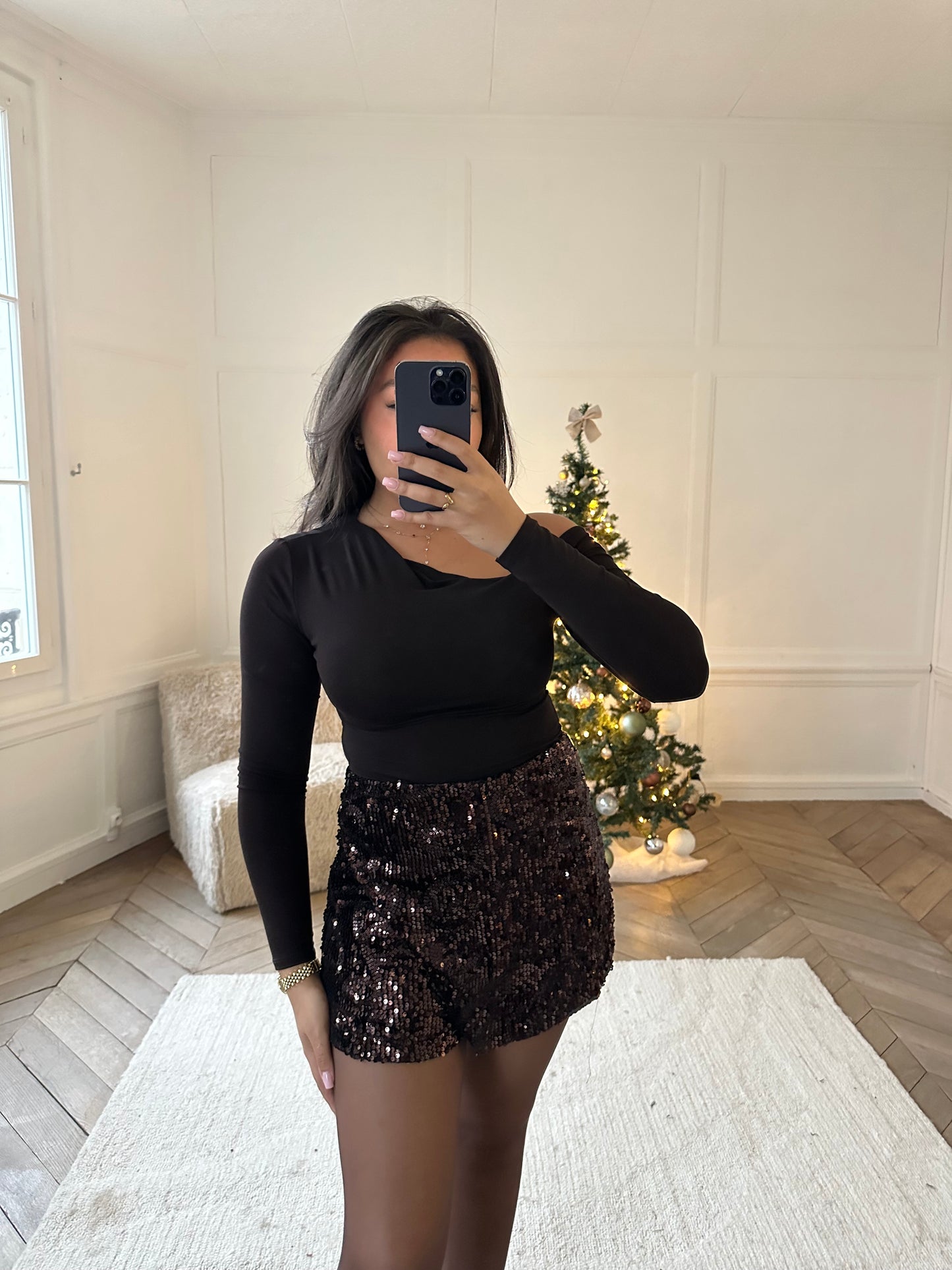 Jupe-short à sequins & dessins