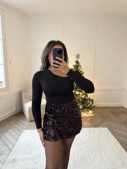 Jupe-short à sequins & dessins