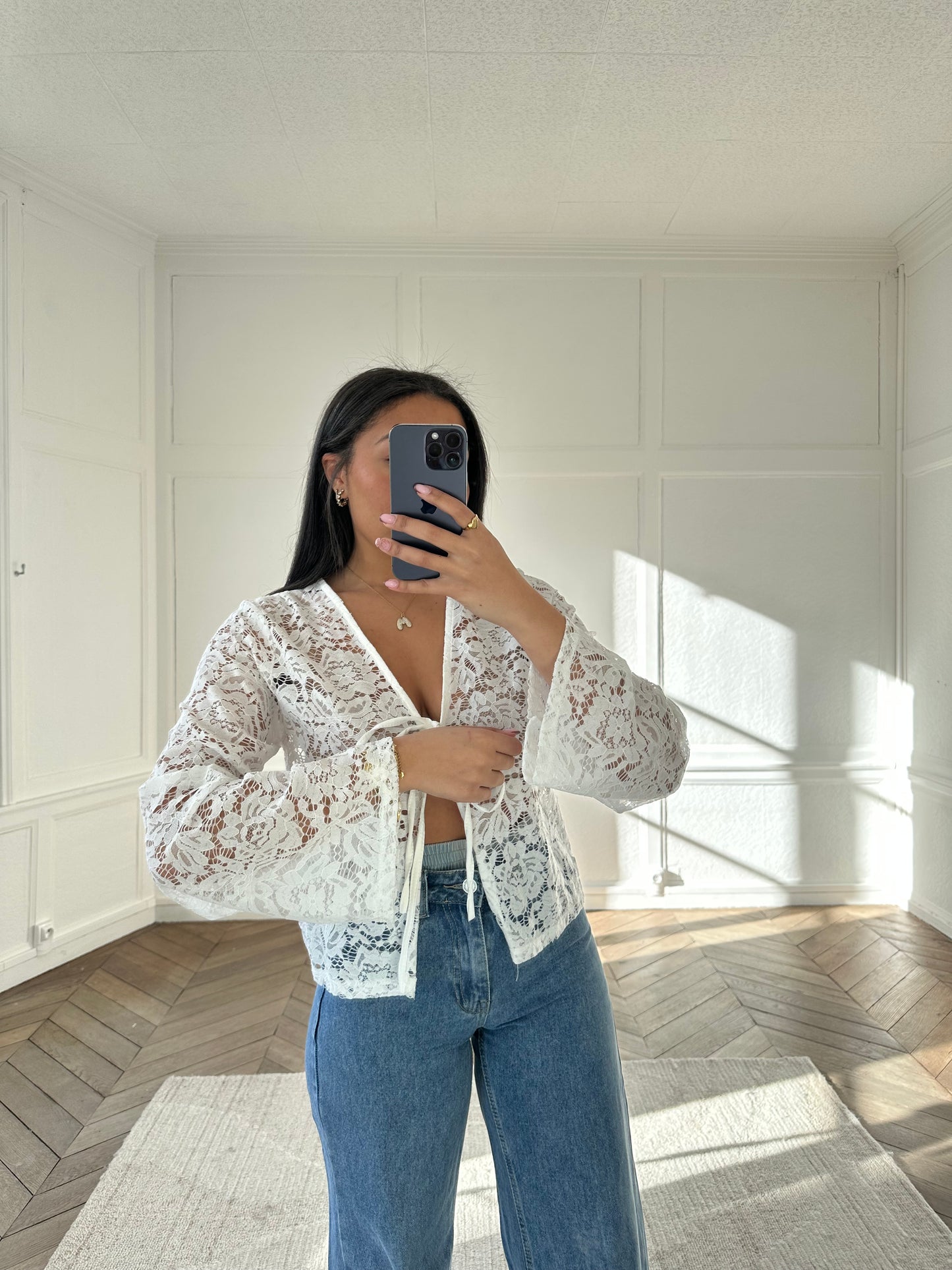 Top dentelle Mara - blanc