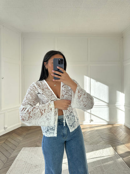 Top dentelle Mara - blanc