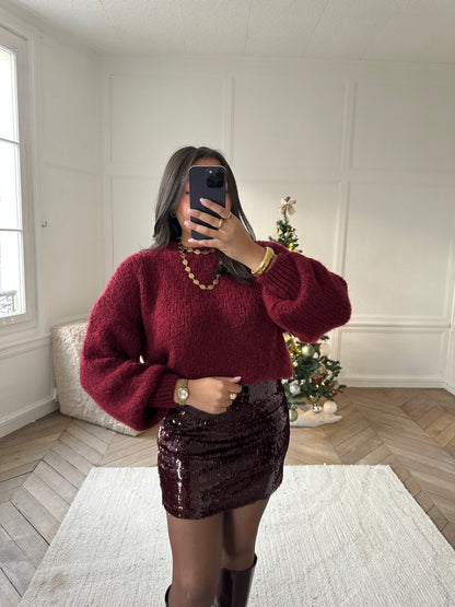 Jupe à sequins bodeaux