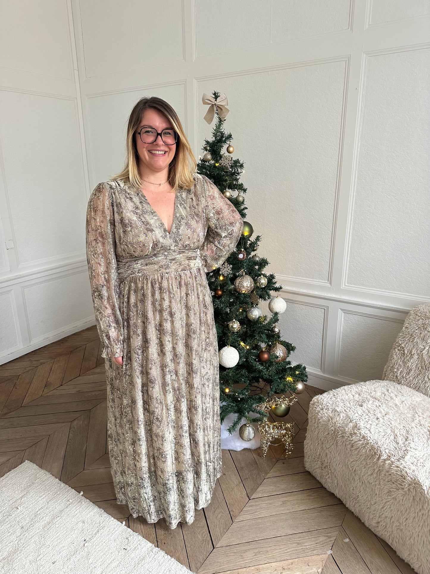 Robe longue dorée (S au 4XL)