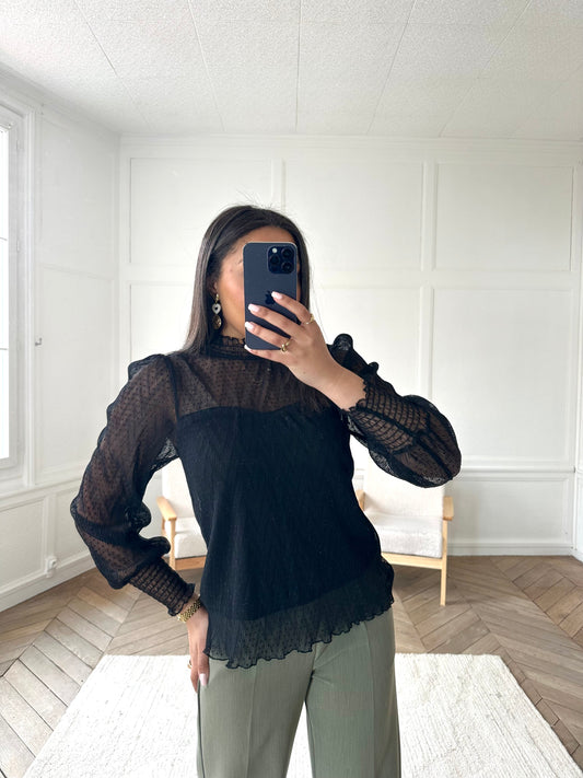 Blouse plumetis - noir
