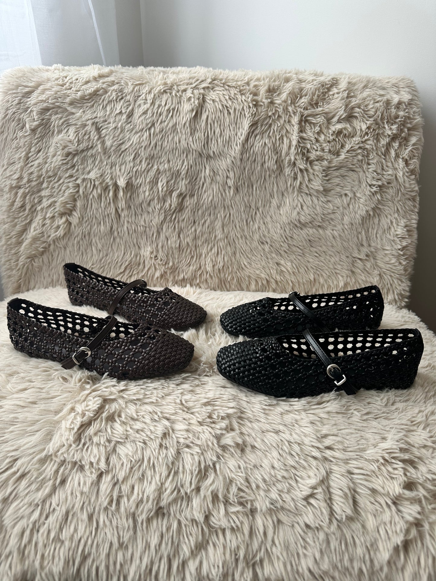 Ballerines Mary Jane tressées - marron