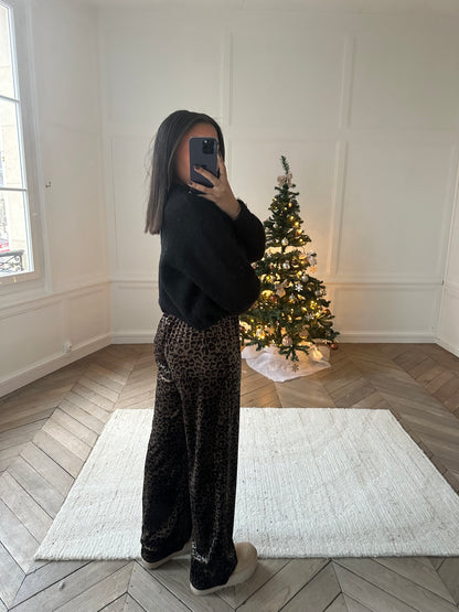 Pantalon léopard velours