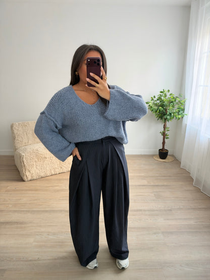 Pantalon Aria rayé - marine