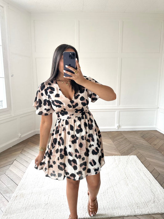 Robe satinée léopard