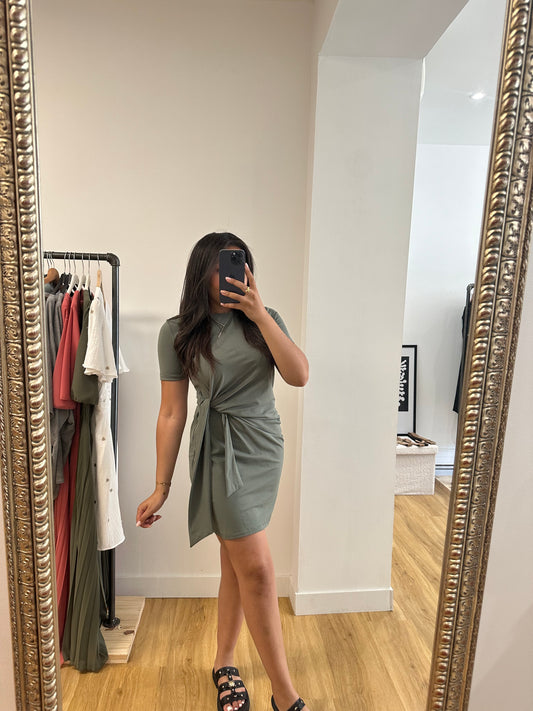 Robe t-shirt à nouer - kaki