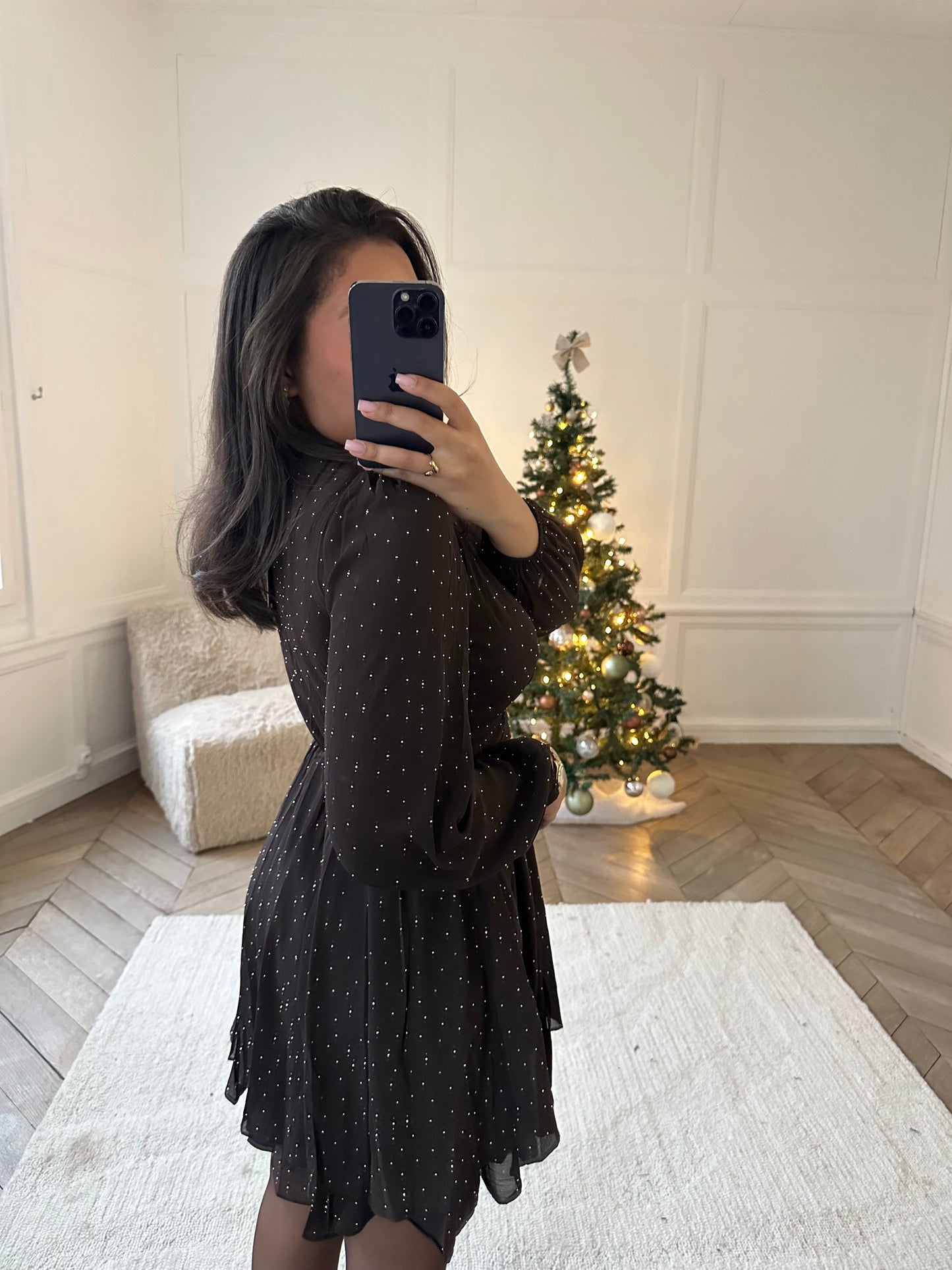 Robe à strass Célia - marron