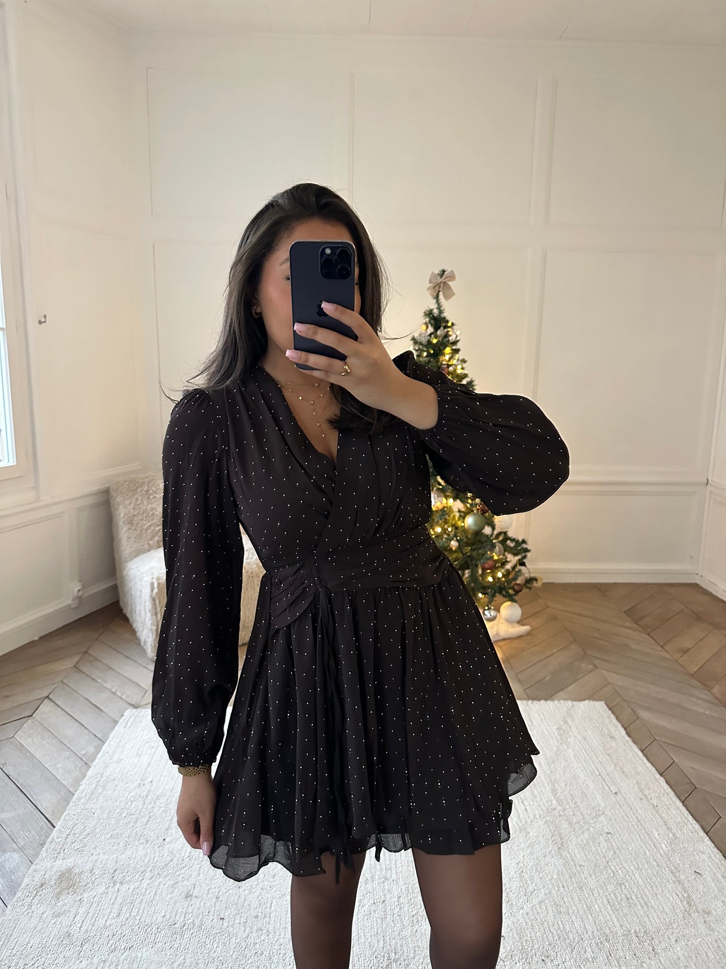 Robe à strass Célia - marron