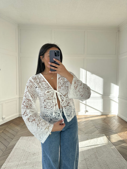 Top dentelle Mara - blanc