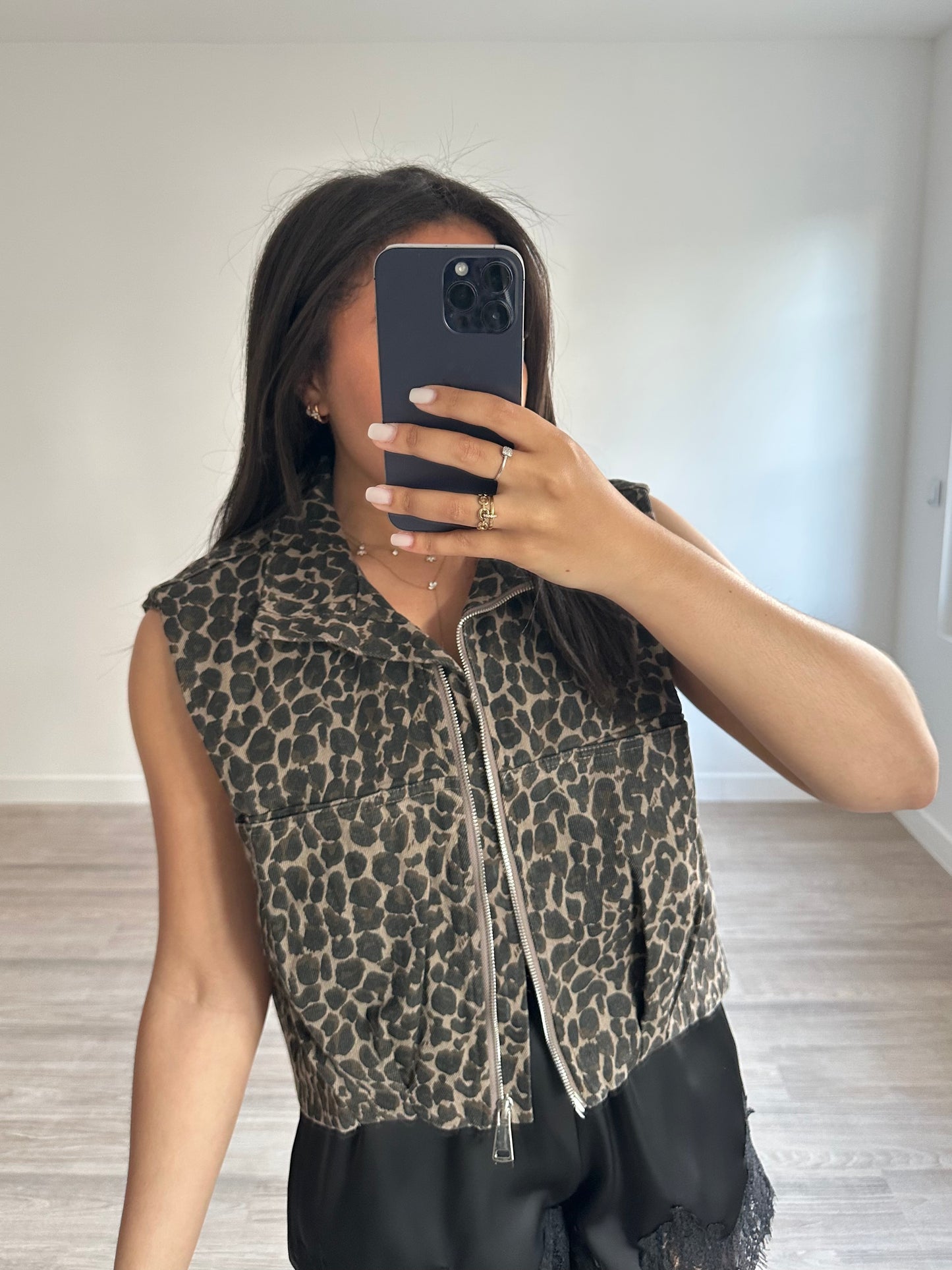 Veste sans manches léopard