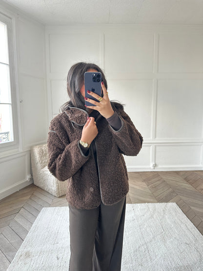Veste moumoute marron Anaelle