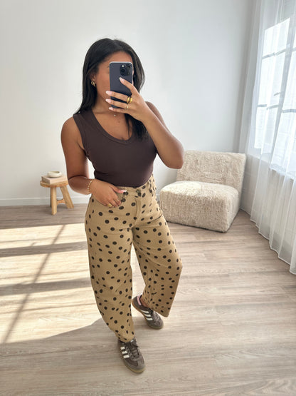 Pantalon barrel imprimé pois