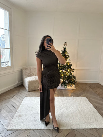 Robe asymétrique drapée Huda