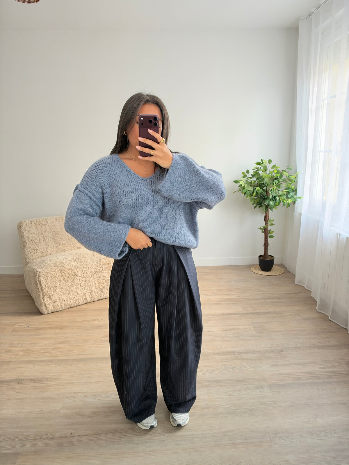 Pantalon Aria rayé - marine
