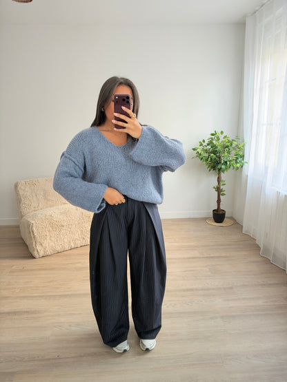 Pantalon Aria rayé - marine