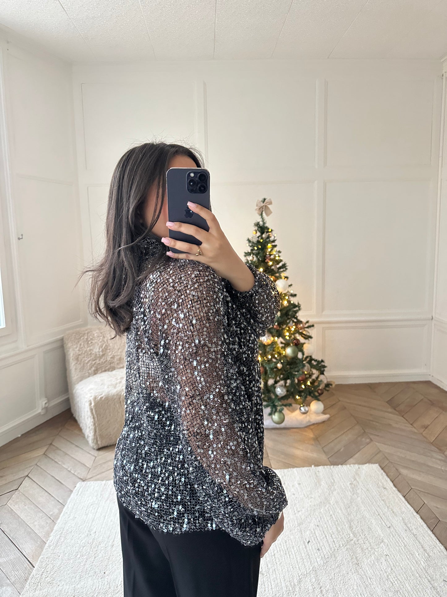 Blouse à sequins Ulysse - noir