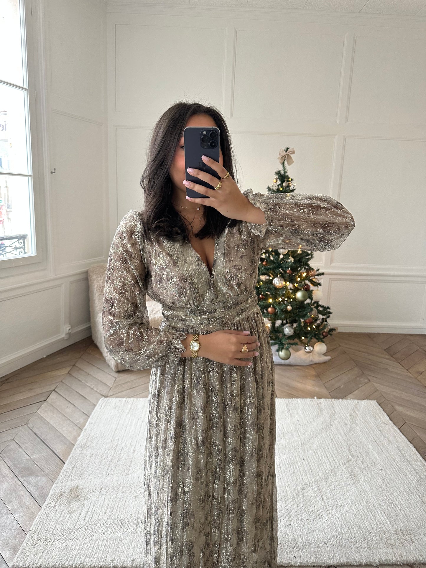 Robe longue dorée (S au 4XL)