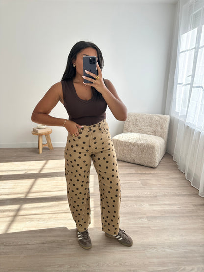Pantalon barrel imprimé pois